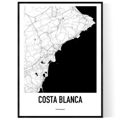 Costa Blanca Map Poster