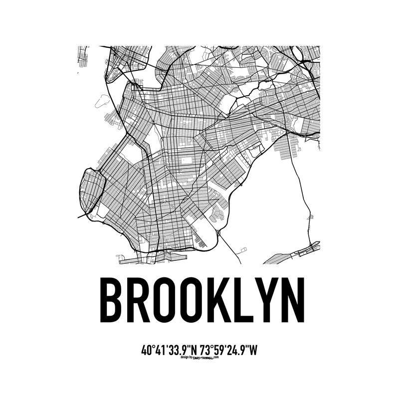 Brooklyn Map Poster. Find your posters at Wallstars Online 
