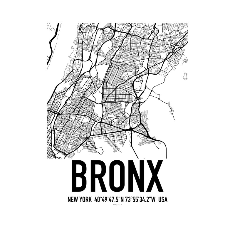 Bronx Map Poster. Find your posters at Wallstars Online 