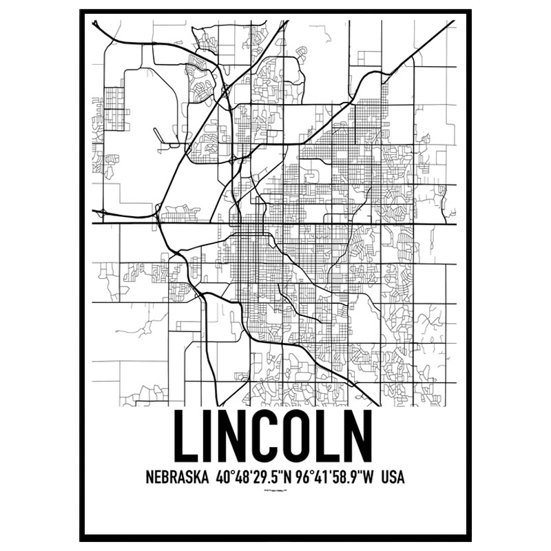 Lincoln Map Poster. Find your posters at Wallstars Online. Shop today!