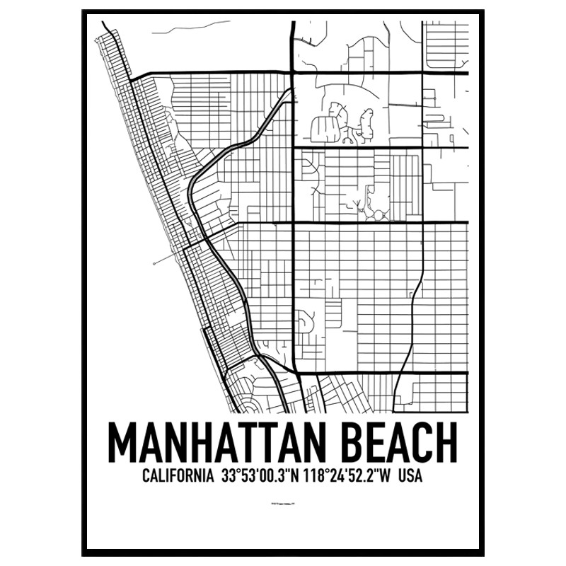 Manhattan Beach Map Poster. Find your posters at Wallstars Online. Shop