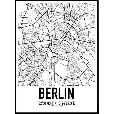Berlin Map Poster. Find your posters at Wallstars Online 